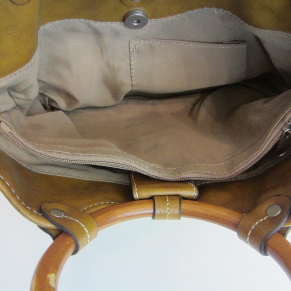 Relic Brand Woven Patchwork Floral Bamboo Handled Summer Handbag Snap Closure - Picture 3 of 13